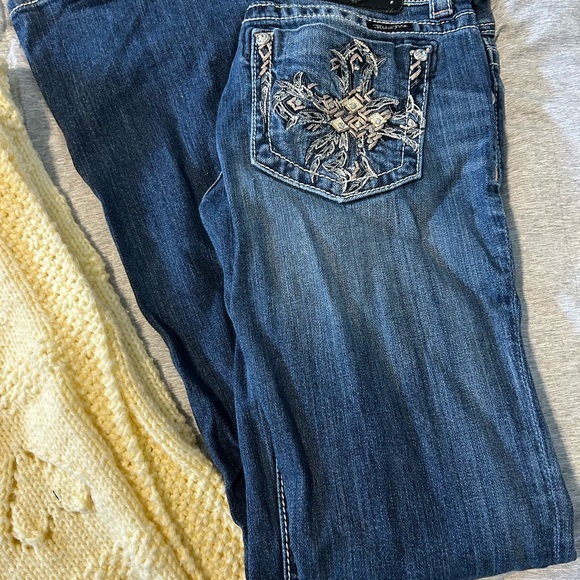 Miss Me Blue Boot Cut Jeans with Embroidery - Picture 1 of 2